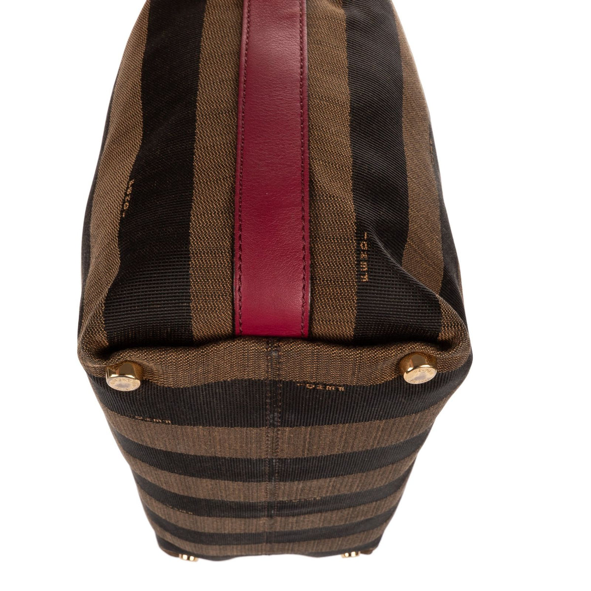 Fendi Medium Pequin Zip Tote Bag Brown Calfskin With Striped Canvas — view 8