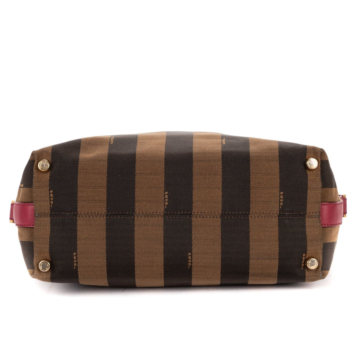 Fendi Medium Pequin Zip Tote Bag Brown Calfskin With Striped Canvas — view 6