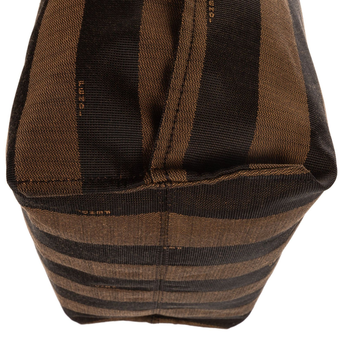 Fendi Pequin Colorblock Tote Bag Red Brown Stripe Pecan Canvas — view 8