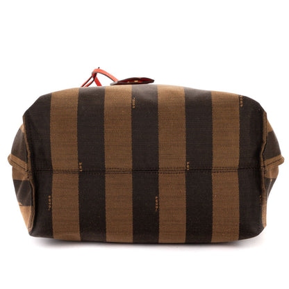 Fendi Pequin Colorblock Tote Bag Red Brown Stripe Pecan Canvas — view 6