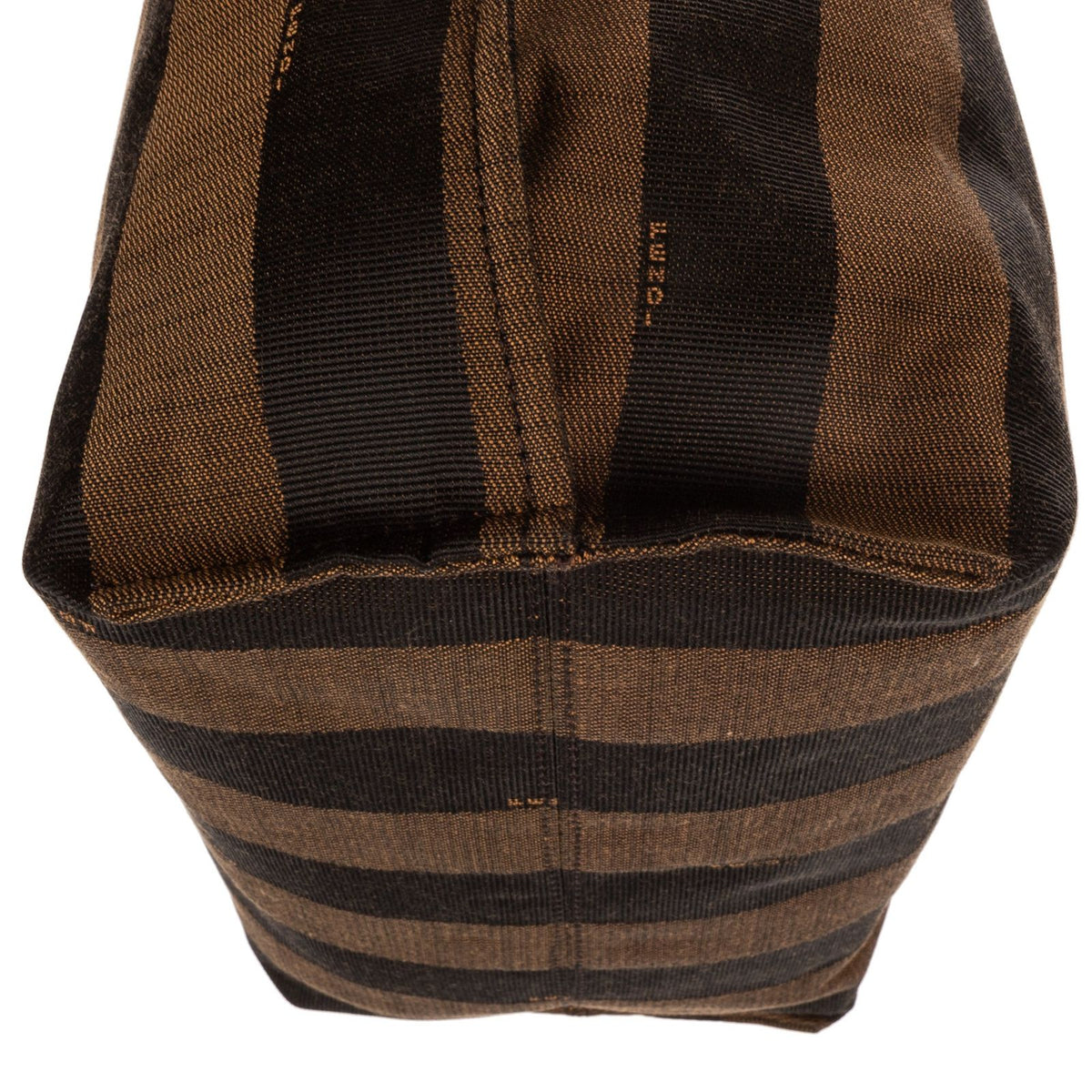 Fendi Pequin Colorblock Tote Bag Red Brown Stripe Pecan Canvas — view 7