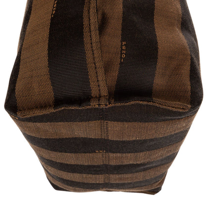 Fendi Pequin Colorblock Tote Bag Red Brown Stripe Pecan Canvas — view 7