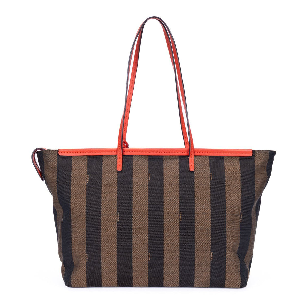 Fendi Roll Zip Tote Bag Brown Black Red Stripepecan Canvas — view 5