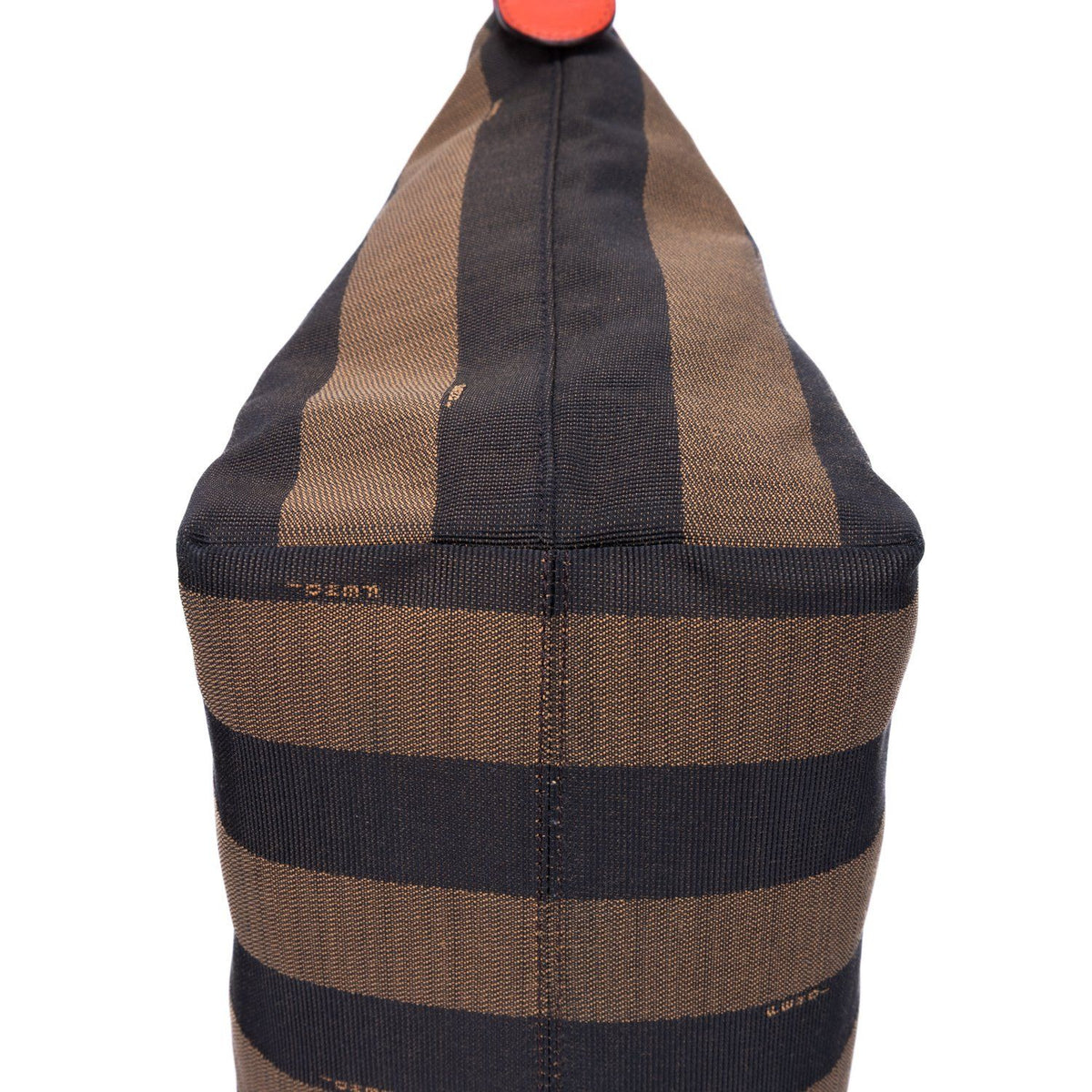 Fendi Roll Zip Tote Bag Brown Black Red Stripepecan Canvas — view 7