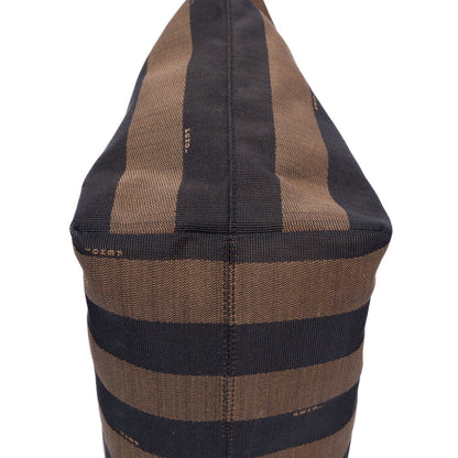 Fendi Roll Zip Tote Bag Brown Black Red Stripepecan Canvas — view 8