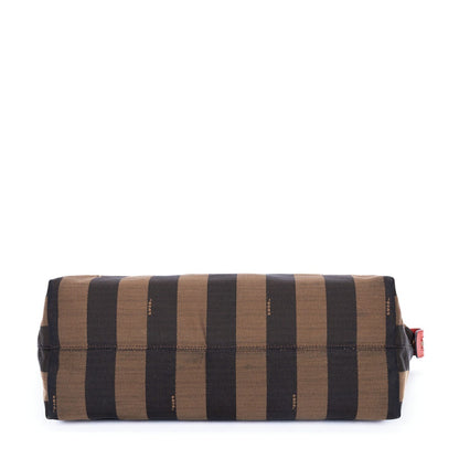Fendi Roll Zip Tote Bag Brown Black Red Stripepecan Canvas — view 6