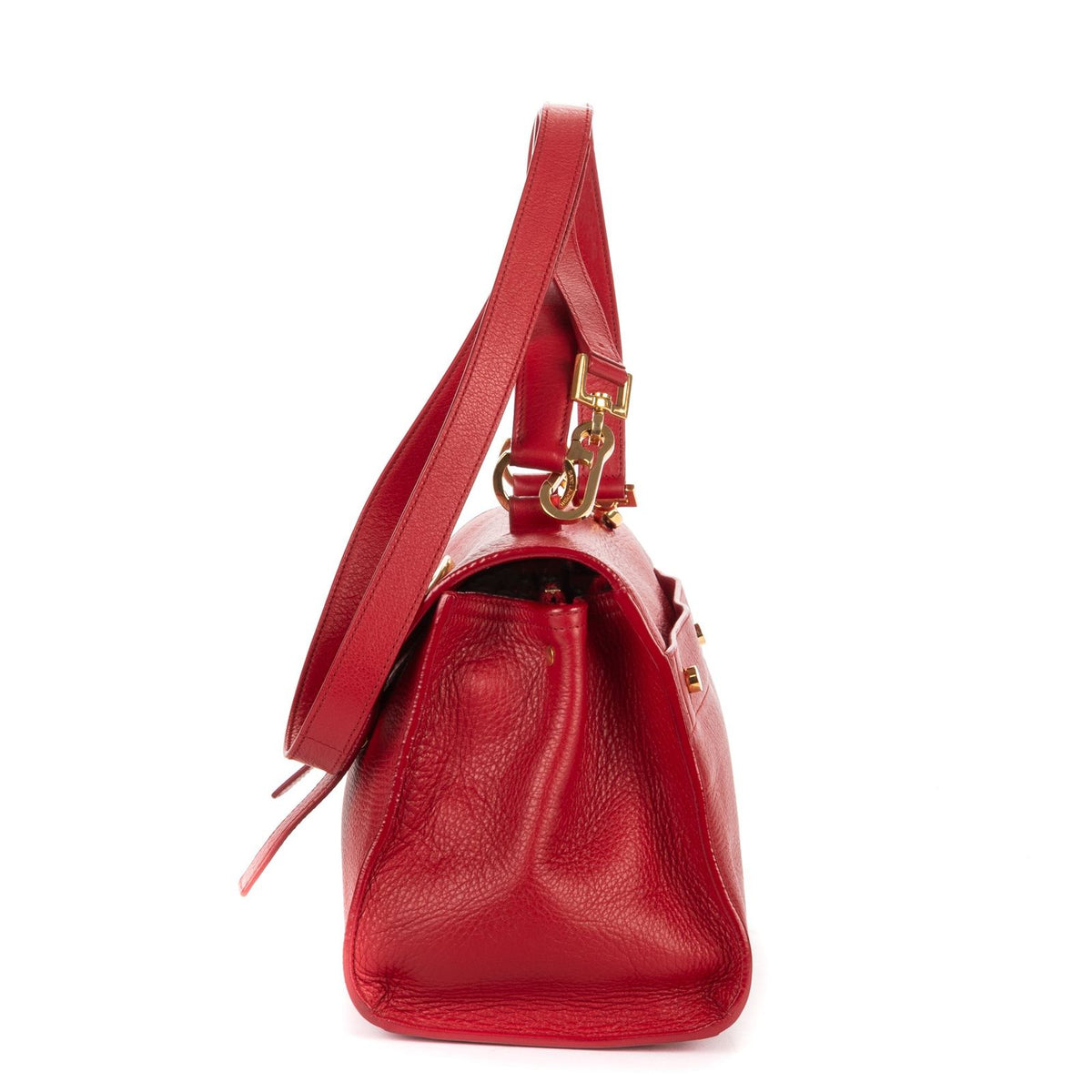 Saint Laurent Lemuz 2 Red Grain Calfskin Leather Shoulder Bag — view 3