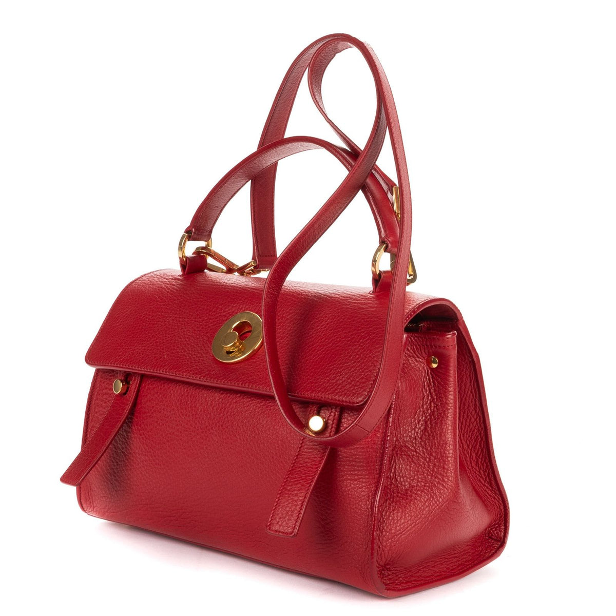 Saint Laurent Lemuz 2 Red Grain Calfskin Leather Shoulder Bag — view 2