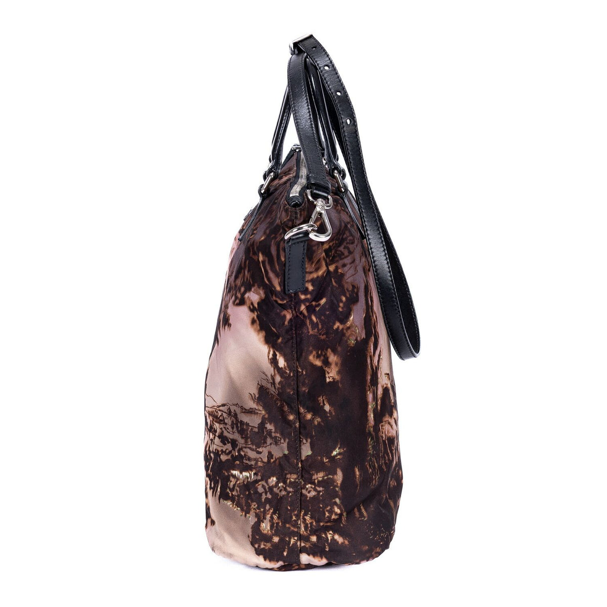 Prada Tessuto Nylon Temple Print Tote Bag Black Beige Printed Nylona — view 3