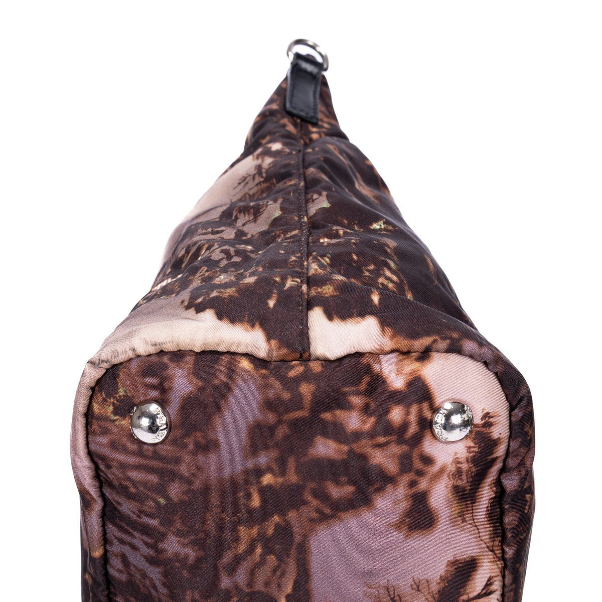 Prada Tessuto Nylon Temple Print Tote Bag Black Beige Printed Nylona — view 7