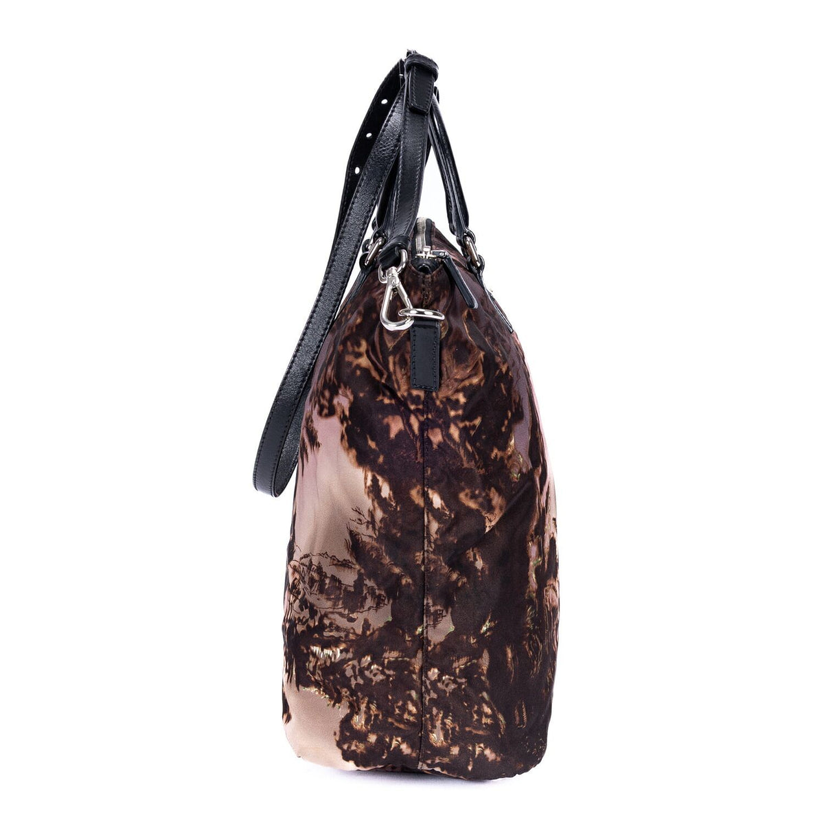 Prada Tessuto Nylon Temple Print Tote Bag Black Beige Printed Nylona — view 4
