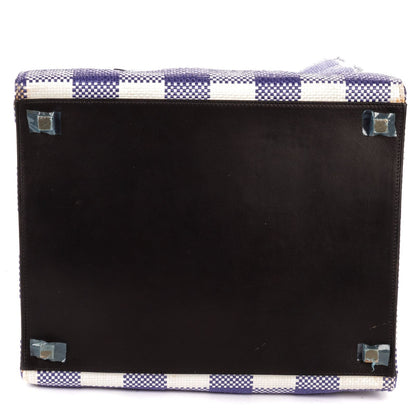 Celine Luggage Phantom White Blue Gingham Handbag — view 6