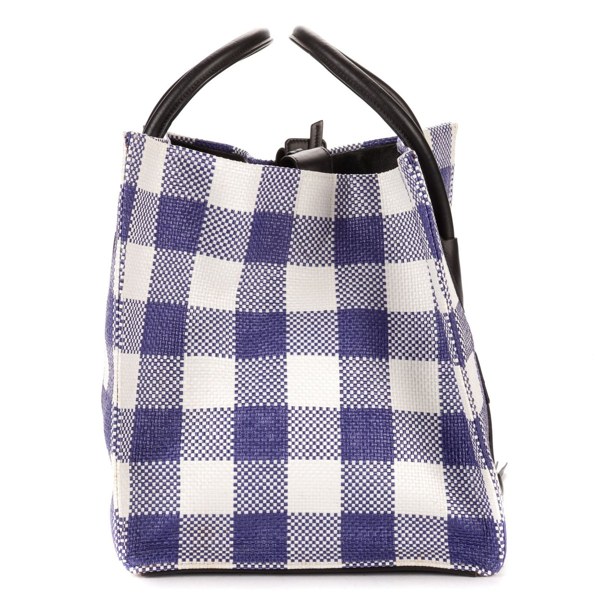 Celine Luggage Phantom White Blue Gingham Handbag — view 4