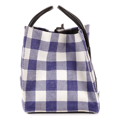 Celine Luggage Phantom White Blue Gingham Handbag — view 4