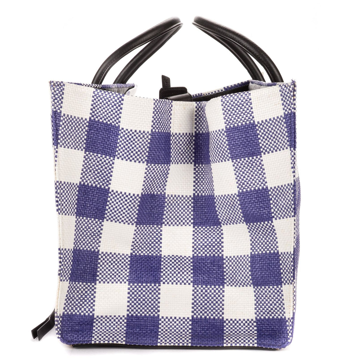Celine Luggage Phantom White Blue Gingham Handbag — view 3