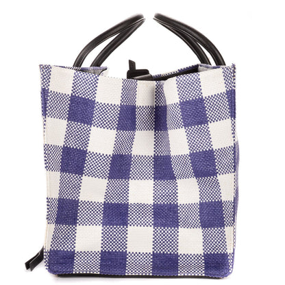 Celine Luggage Phantom White Blue Gingham Handbag — view 3