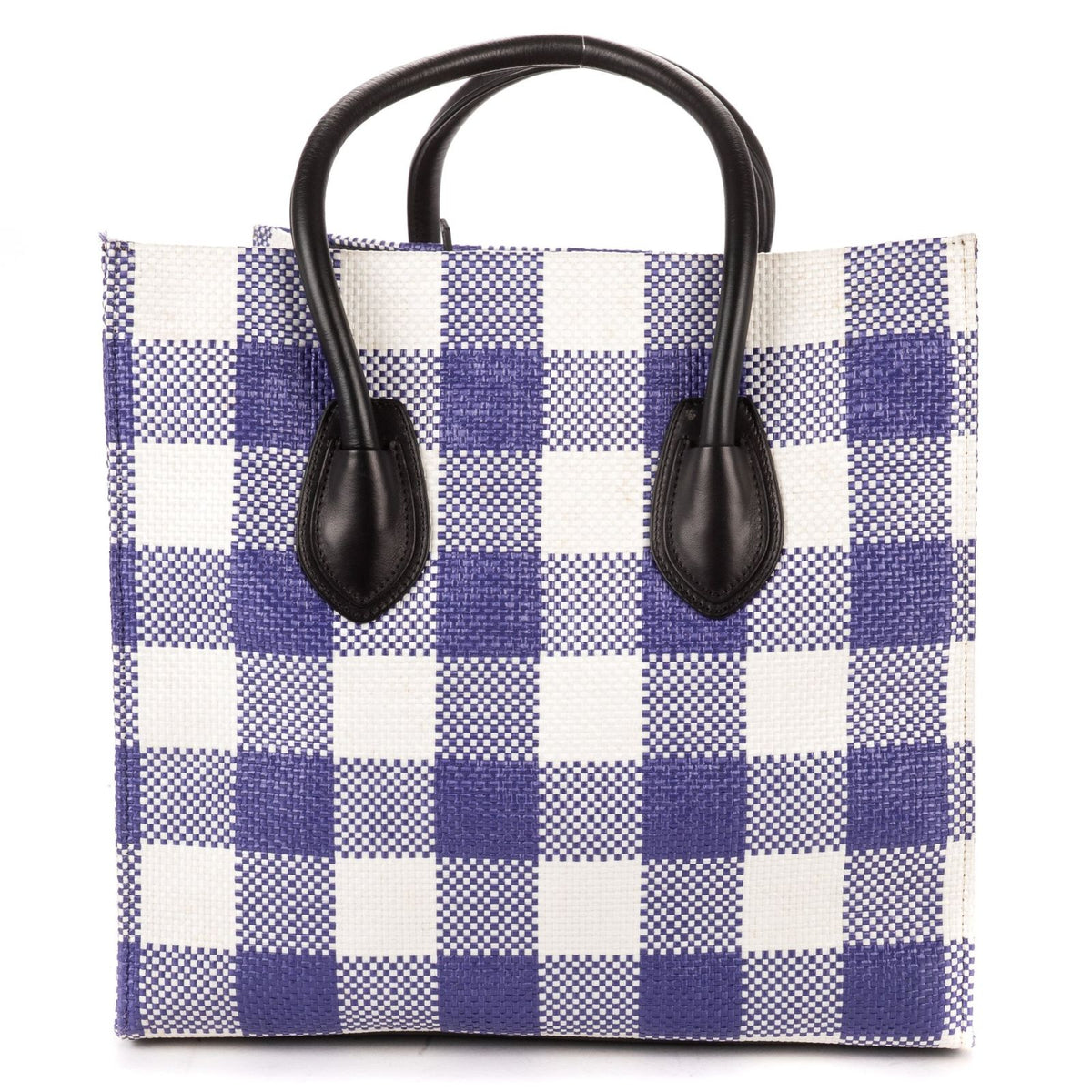 Celine Luggage Phantom White Blue Gingham Handbag — view 5