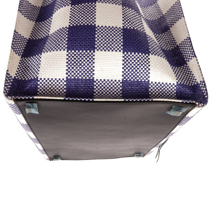 Celine Luggage Phantom White Blue Gingham Handbag — view 8
