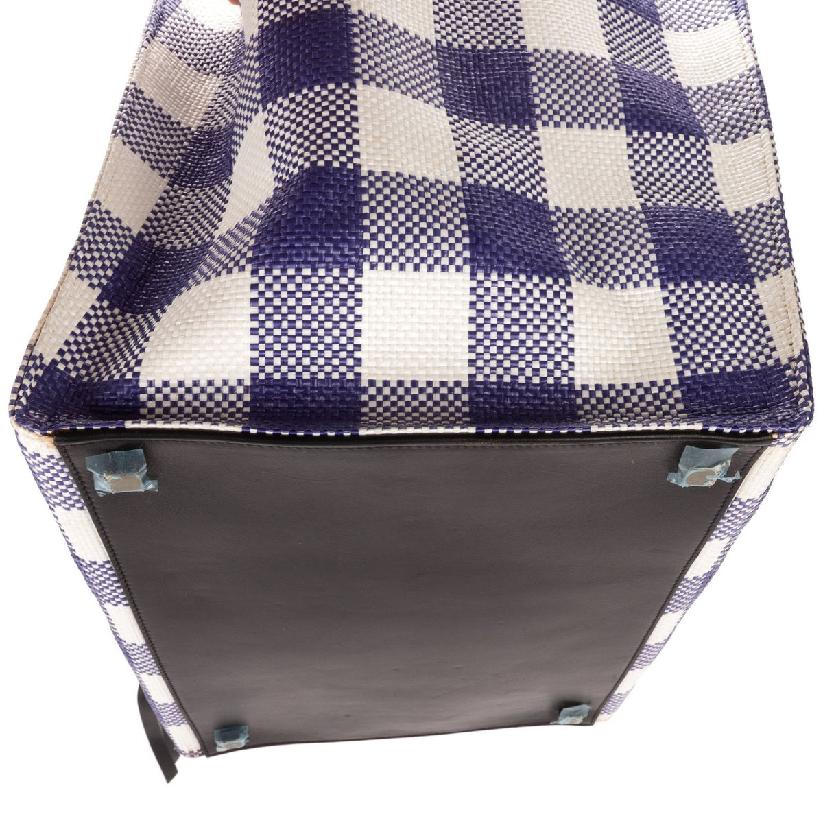 Celine Luggage Phantom White Blue Gingham Handbag — view 7