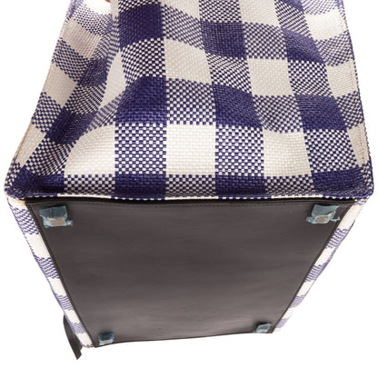 Celine Luggage Phantom White Blue Gingham Handbag — view 7