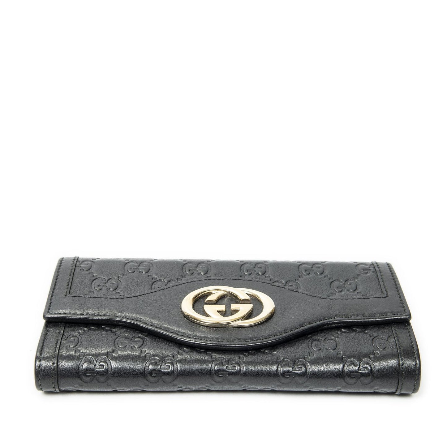 Gucci Interlocking Continental Wallet Black Guccissima — view 3