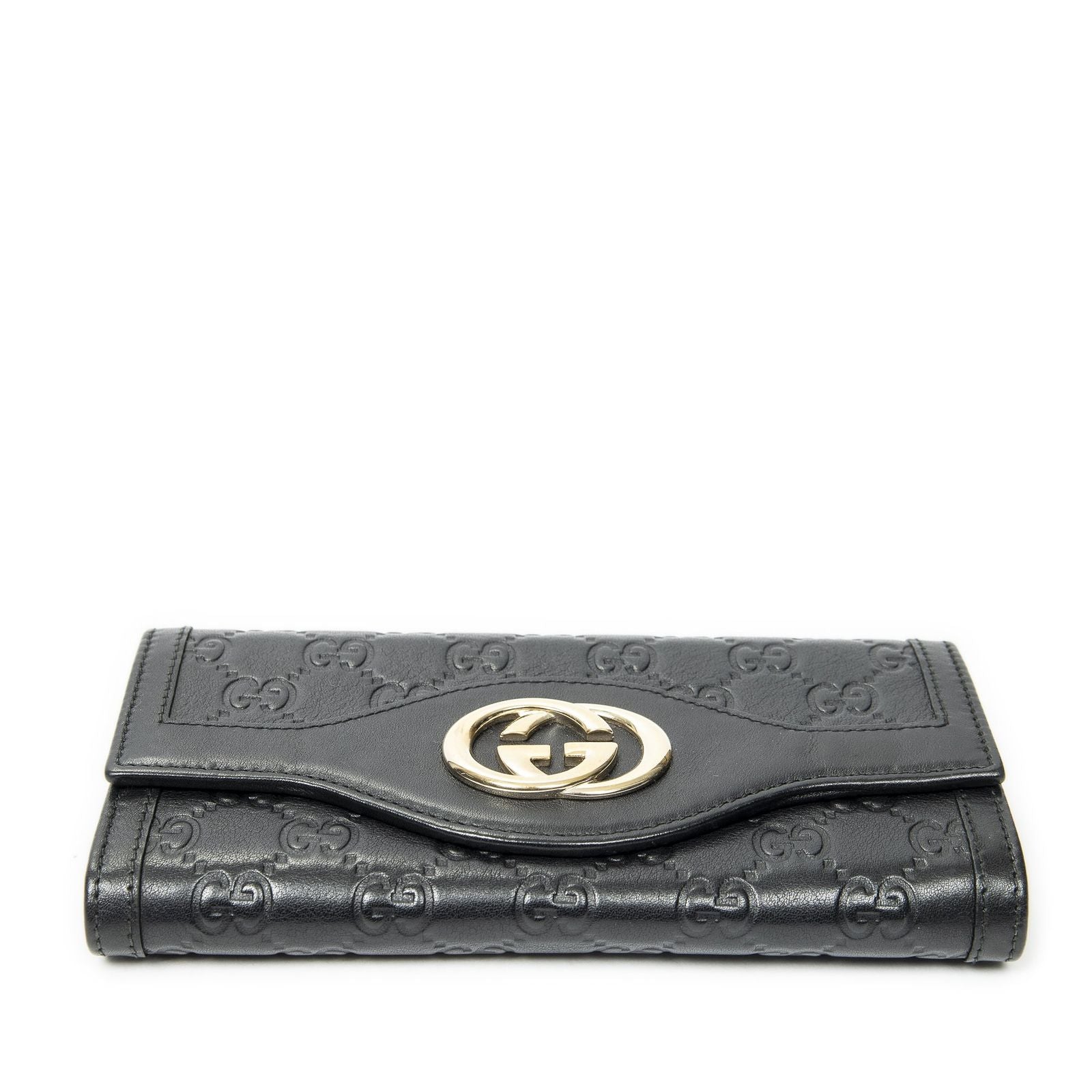 Gucci Interlocking Continental Wallet Black Guccissima — view 3