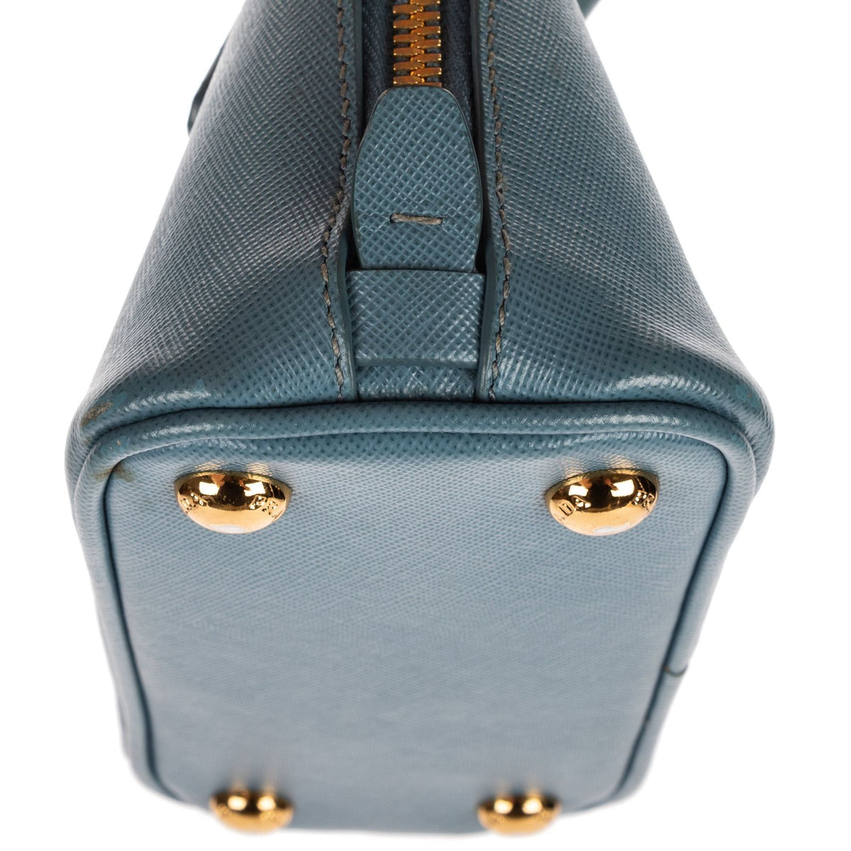 Prada Mini Promenada Blue Saffiano Luxe Leather Shoulder Bag — view 7