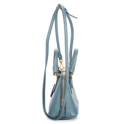 Prada Mini Promenada Blue Saffiano Luxe Leather Shoulder Bag — view 3