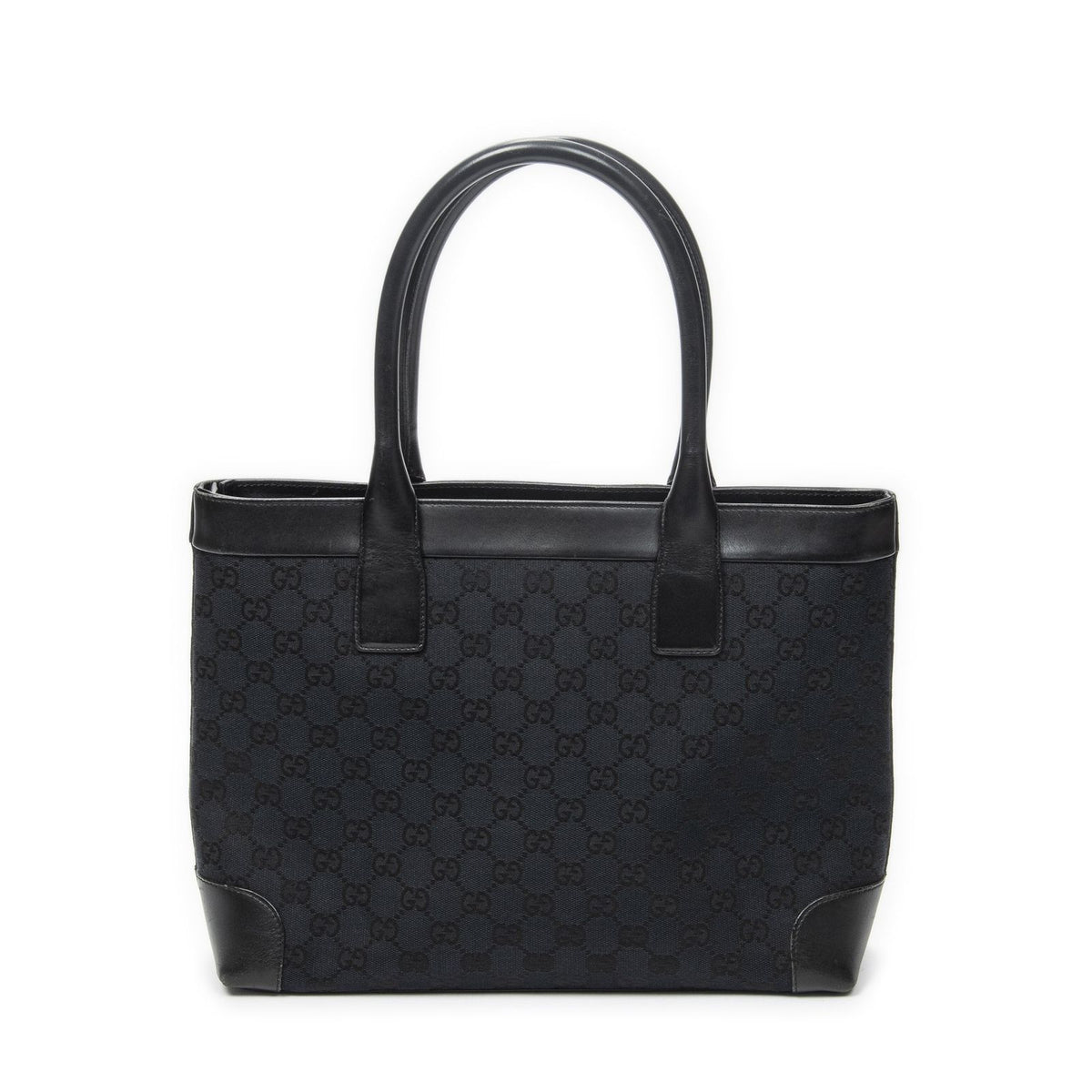 Gucci Zip Shopping Tote Bag Black GG Canvas