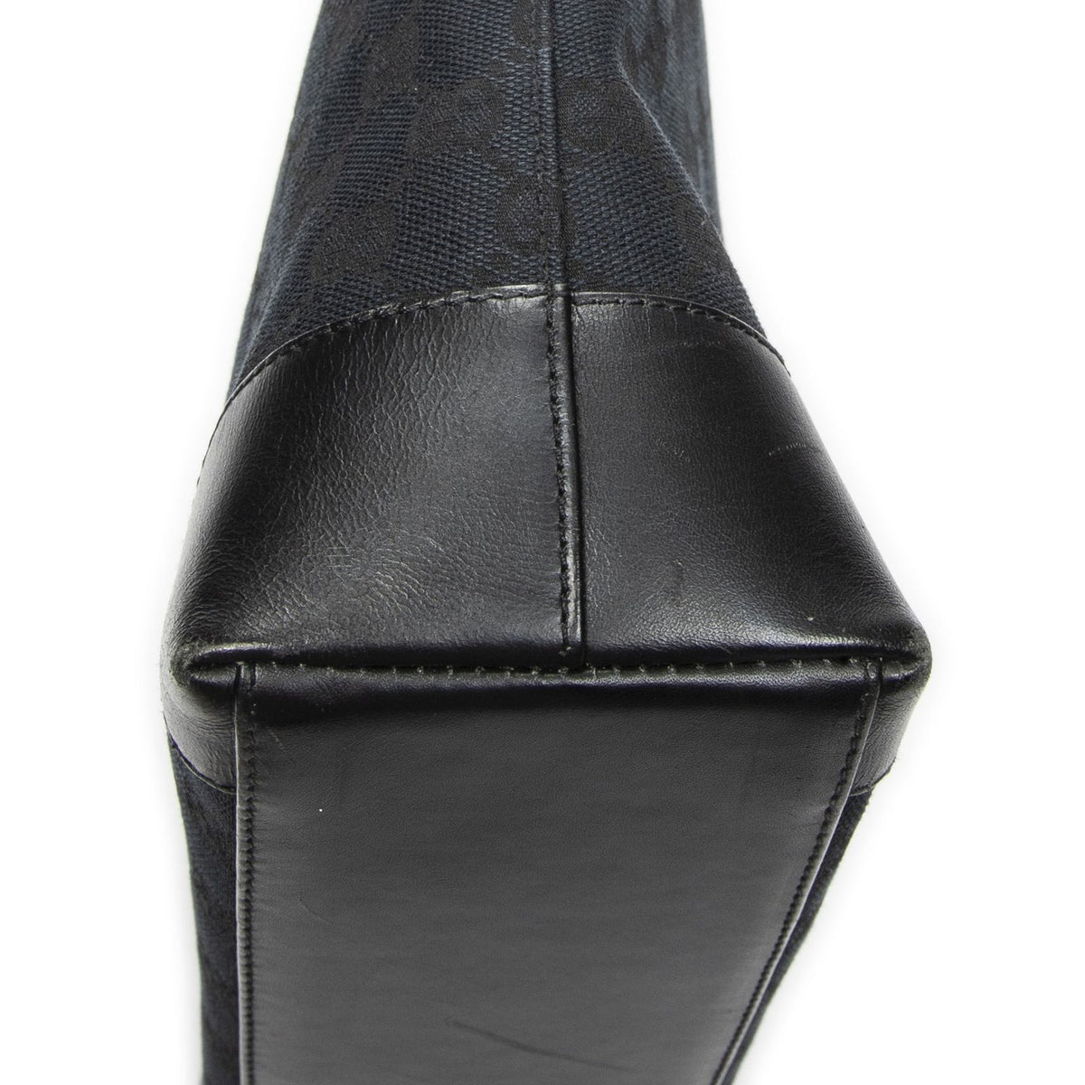 Gucci Zip Shopping Tote Bag Black GG Canvas — view 8