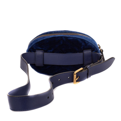 Gucci Marmont Belt Bag Navy Chevron Velvet Canvas — view 5