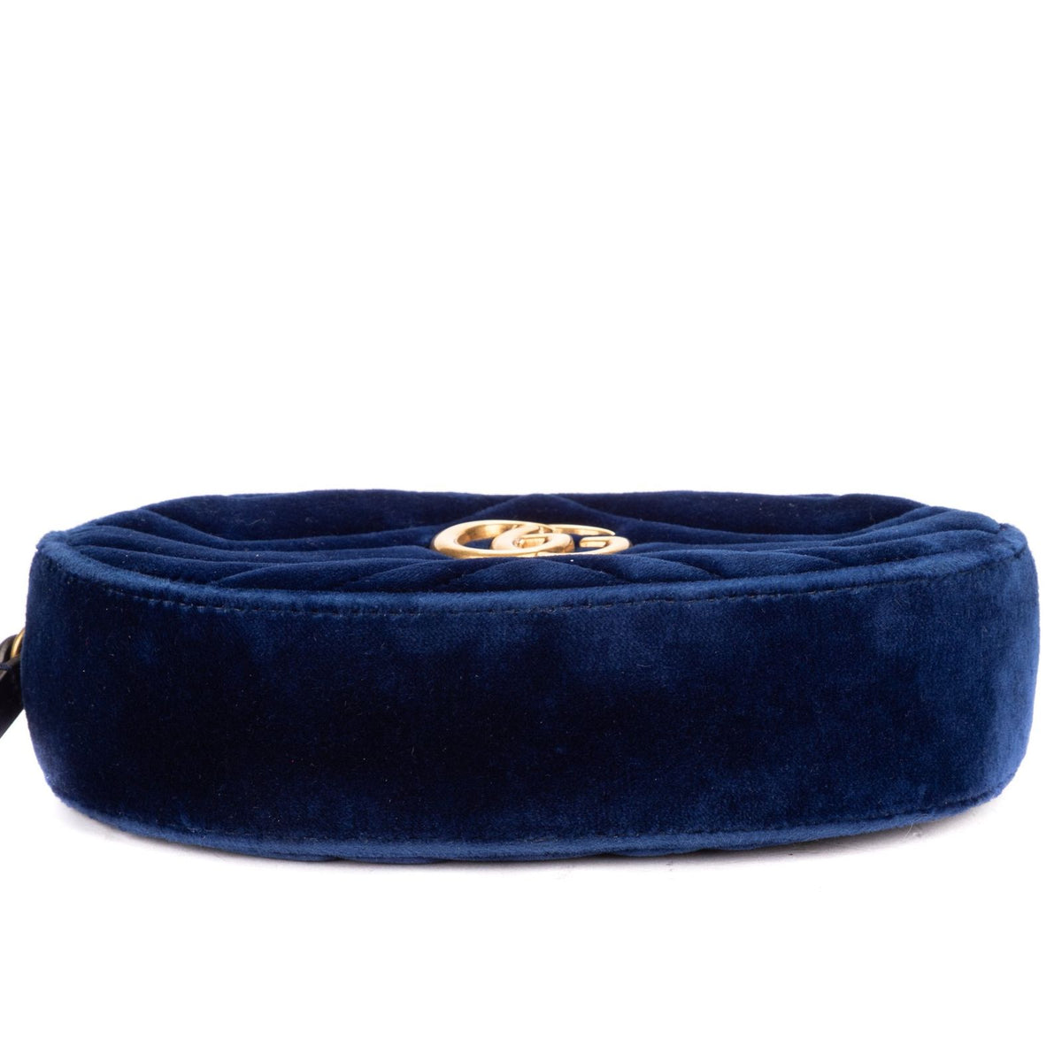 Gucci Marmont Belt Bag Navy Chevron Velvet Canvas — view 6