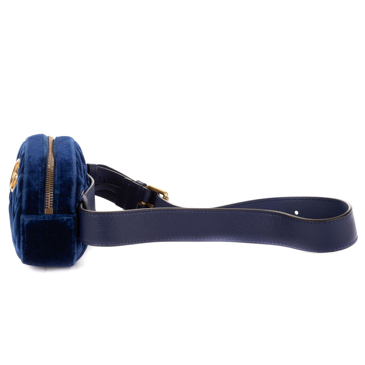 Gucci Marmont Belt Bag Navy Chevron Velvet Canvas — view 3