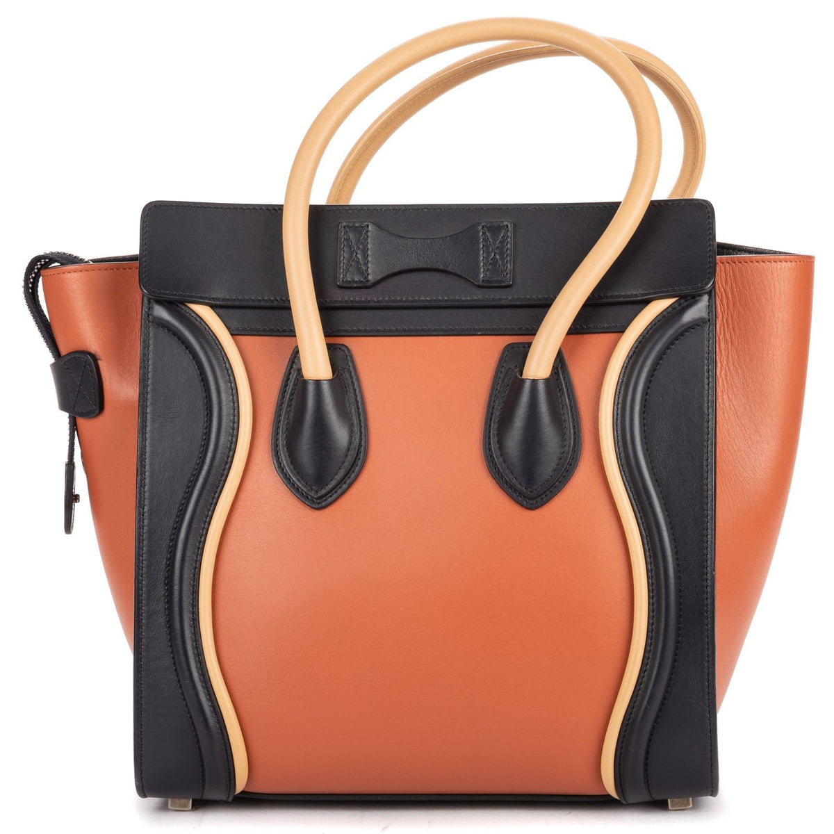 Celine Micro Tri Color Lugagge Brown Navy Beige Smooth Calfskin Shoulder Bag — view 5