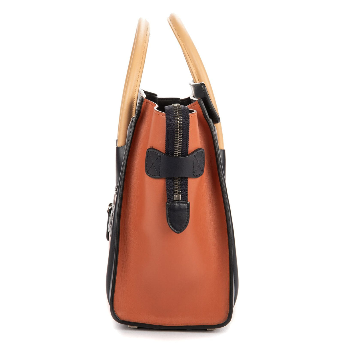 Celine Micro Tri Color Lugagge Brown Navy Beige Smooth Calfskin Shoulder Bag — view 3