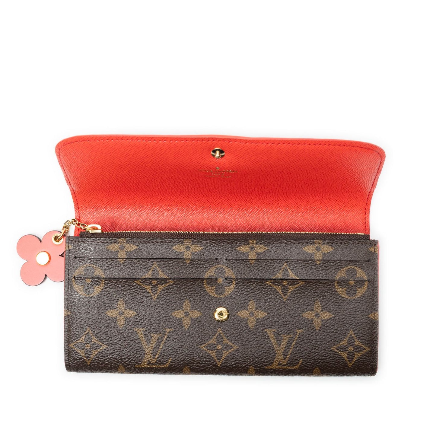 Louis Vuitton Flower Emilie Wallet Red Brown Monogram Canvas — view 5