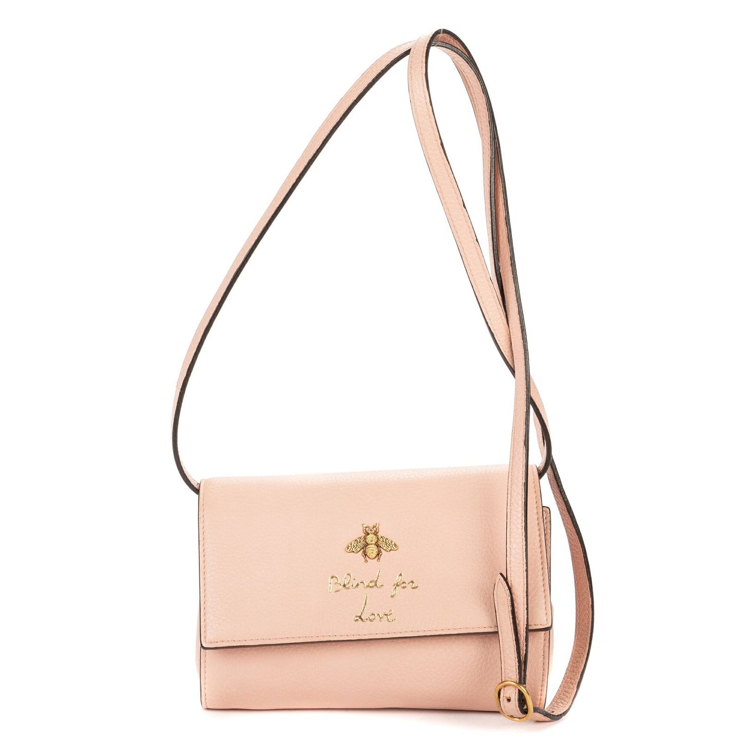 Gucci Animalier Blind for Love Bee Wallet Light Pink Spike Calfskin Leather