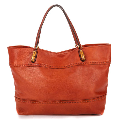 Gucci Raid Back Crafty Tote Bag Orange Grain Calfskin Leather