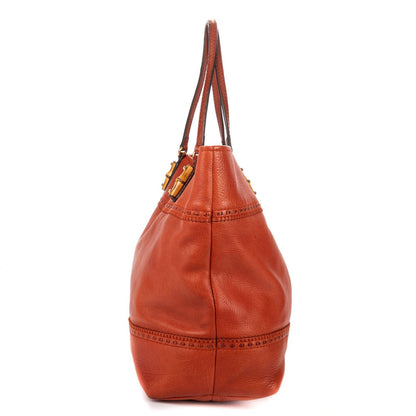 Gucci Raid Back Crafty Tote Bag Orange Grain Calfskin Leather — view 3