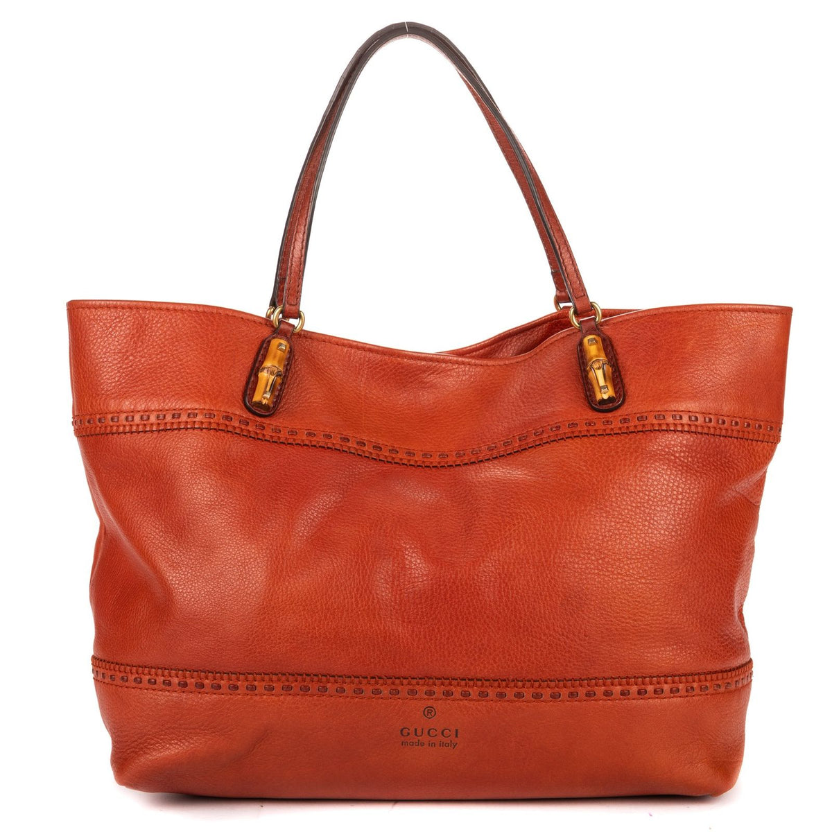 Gucci Raid Back Crafty Tote Bag Orange Grain Calfskin Leather — view 5