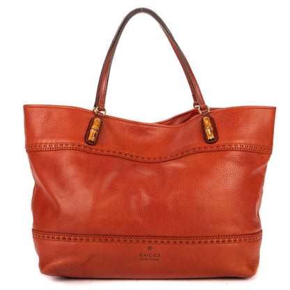 Gucci Raid Back Crafty Tote Bag Orange Grain Calfskin Leather — view 5