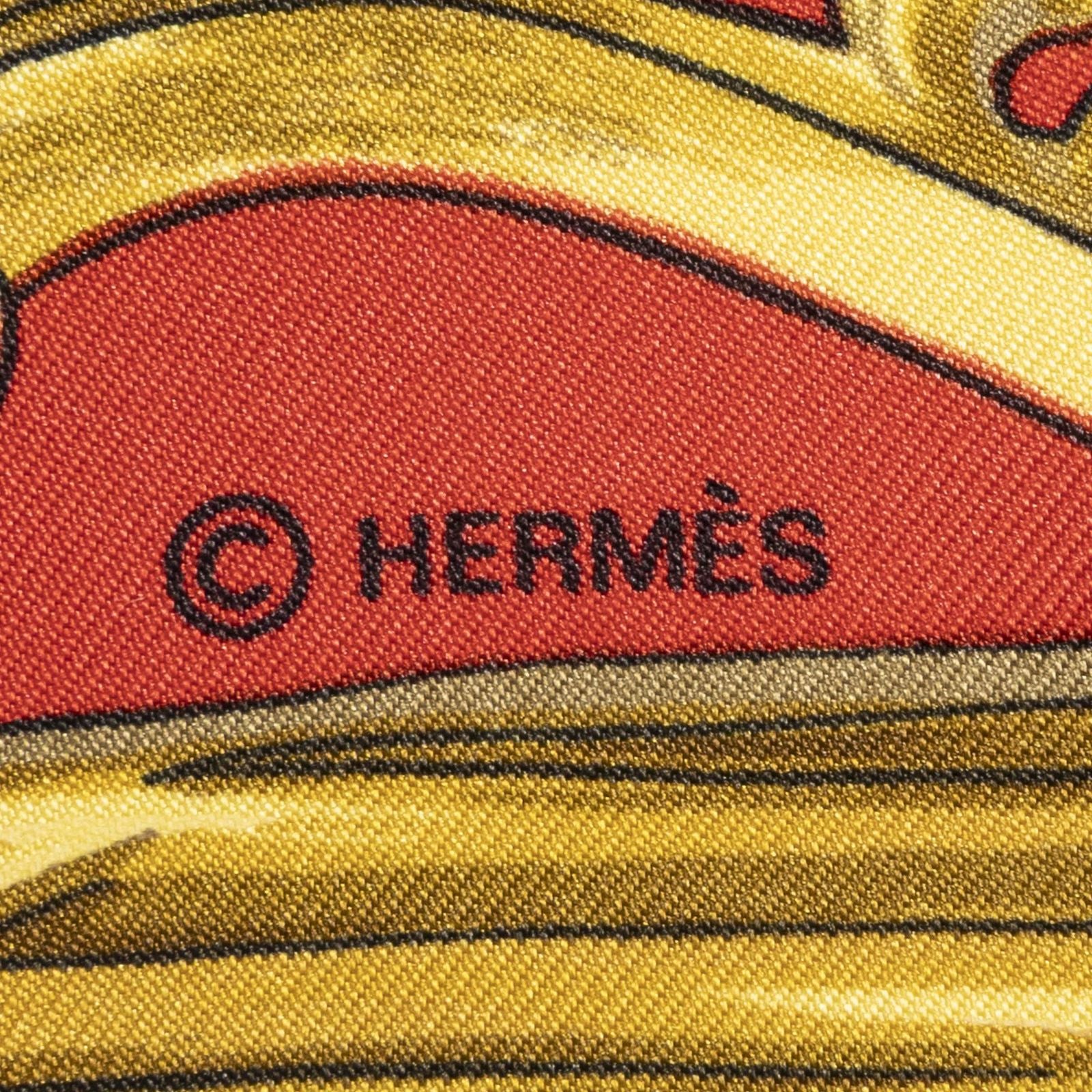 Hermes Scarf Beige Red Black Silk — view 4