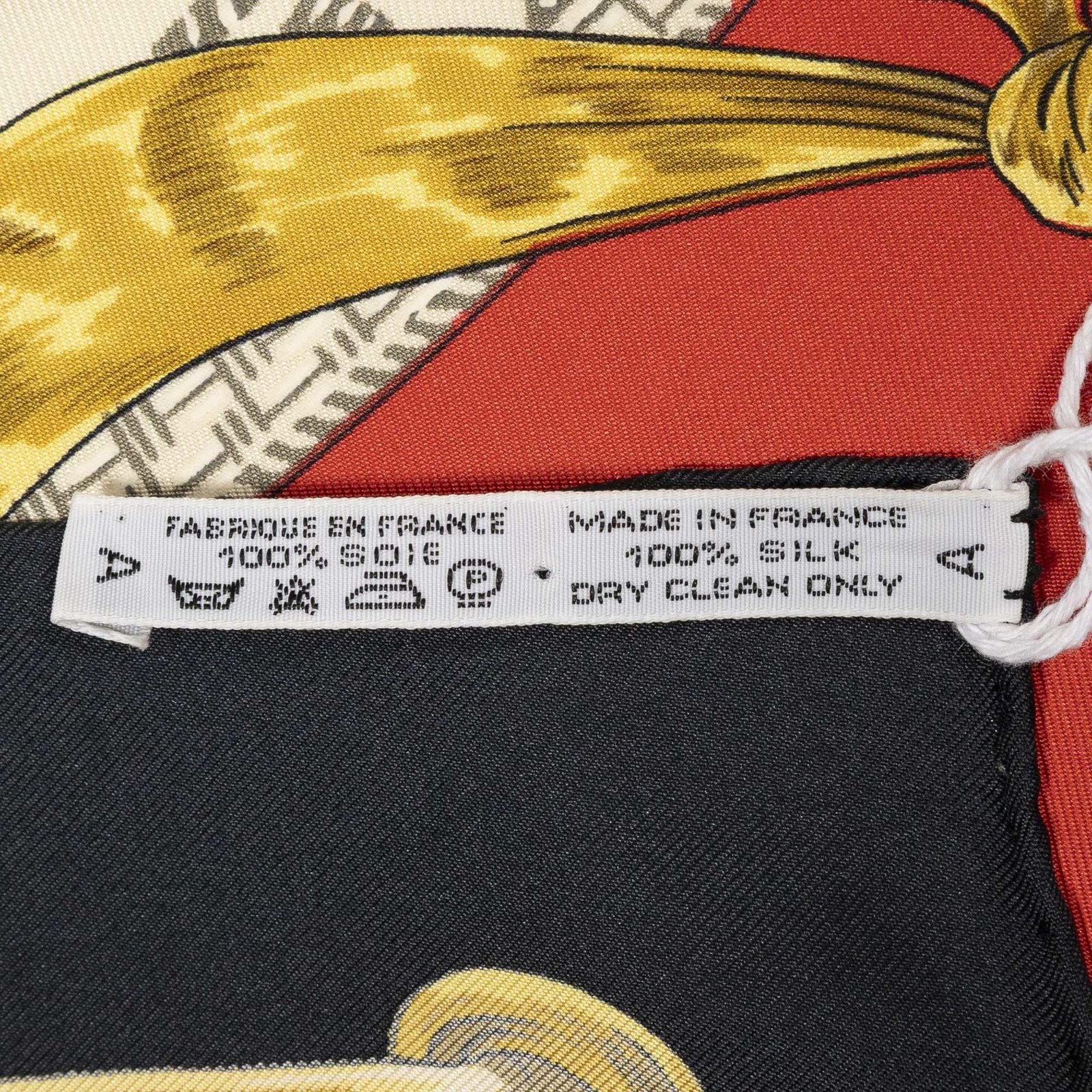 Hermes Scarf Beige Red Black Silk — view 5