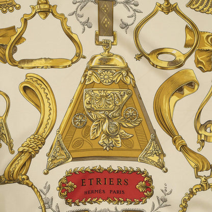 Hermes Scarf Beige Red Black Silk — view 3