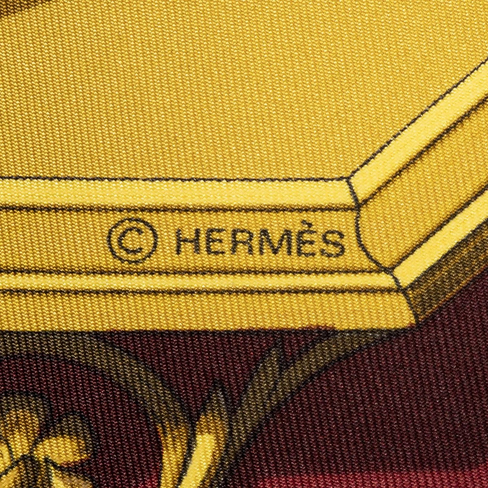 Hermes Scarf Mar-n Gold White Silk — view 4
