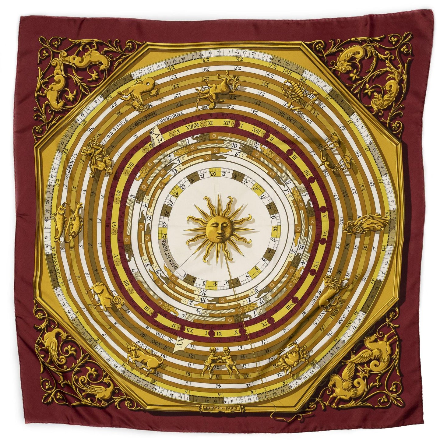 Hermes Scarf Mar-n Gold White Silk — view 2