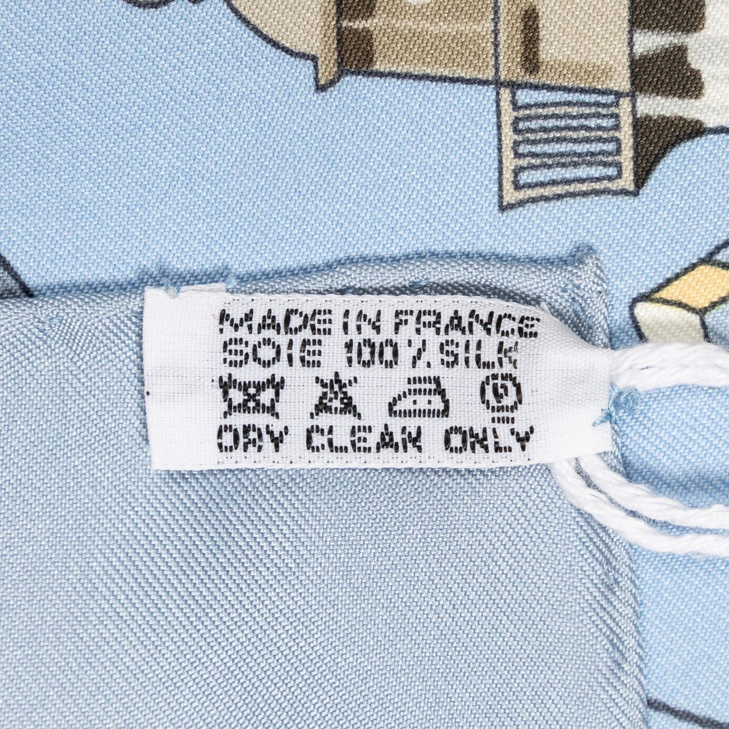 Hermes Scarf Light Blue Orange Ivory Silk — view 5