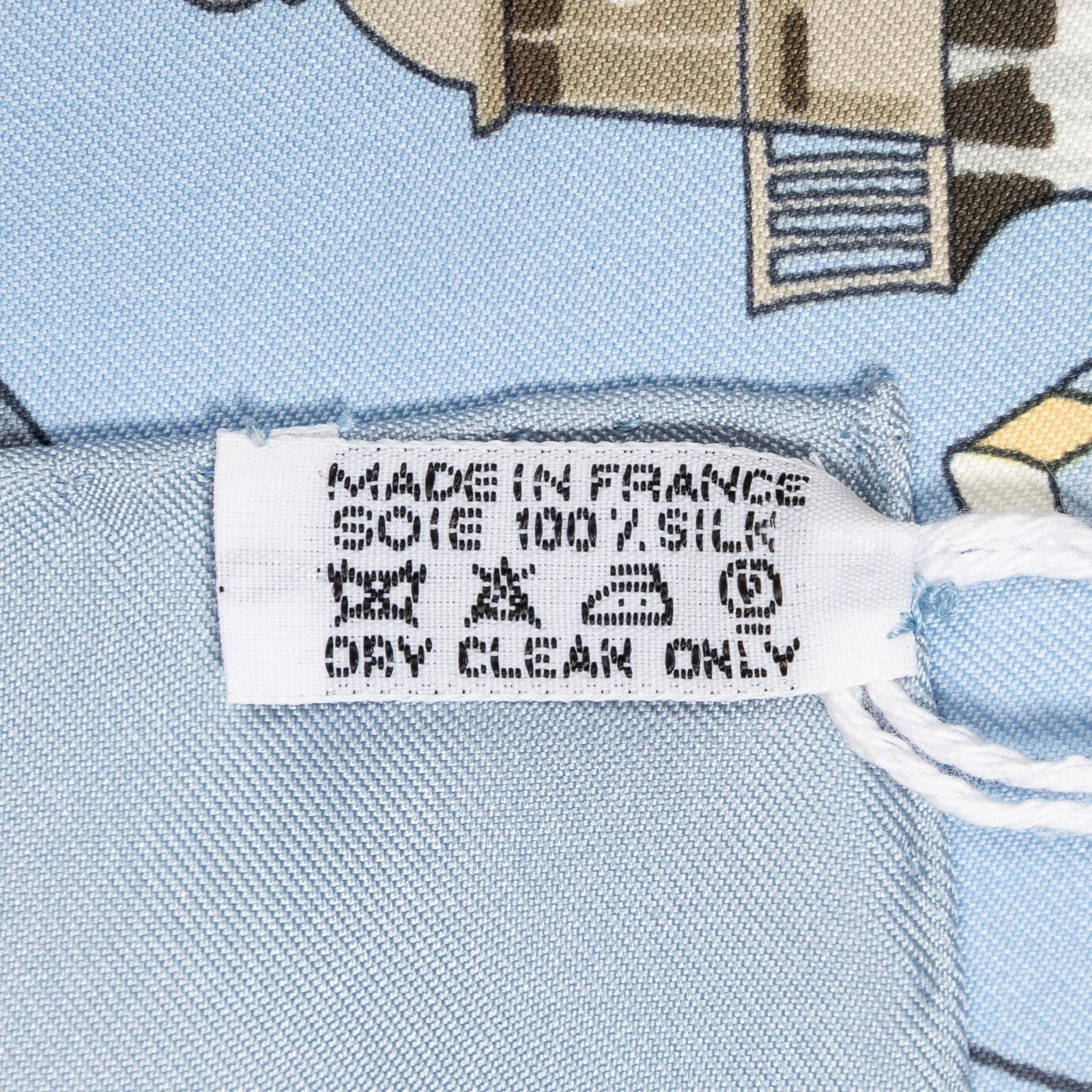 Hermes Scarf Light Blue Orange Ivory Silk — view 5