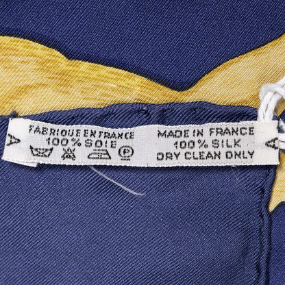 Hermes Scarf Navy Red 100% Gold Twill Silk — view 5