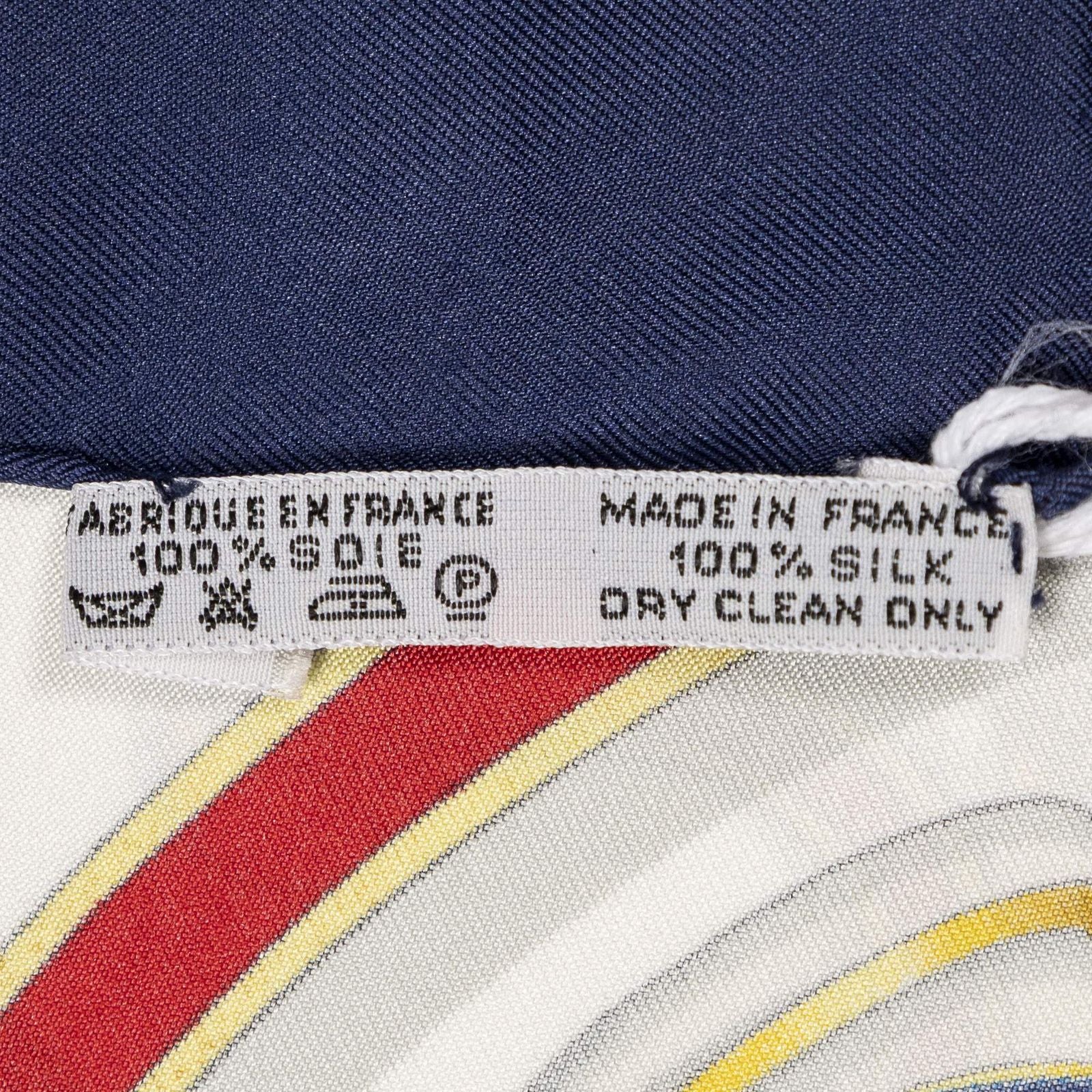 Hermes Scarf Navy Ivory Red Silk — view 5